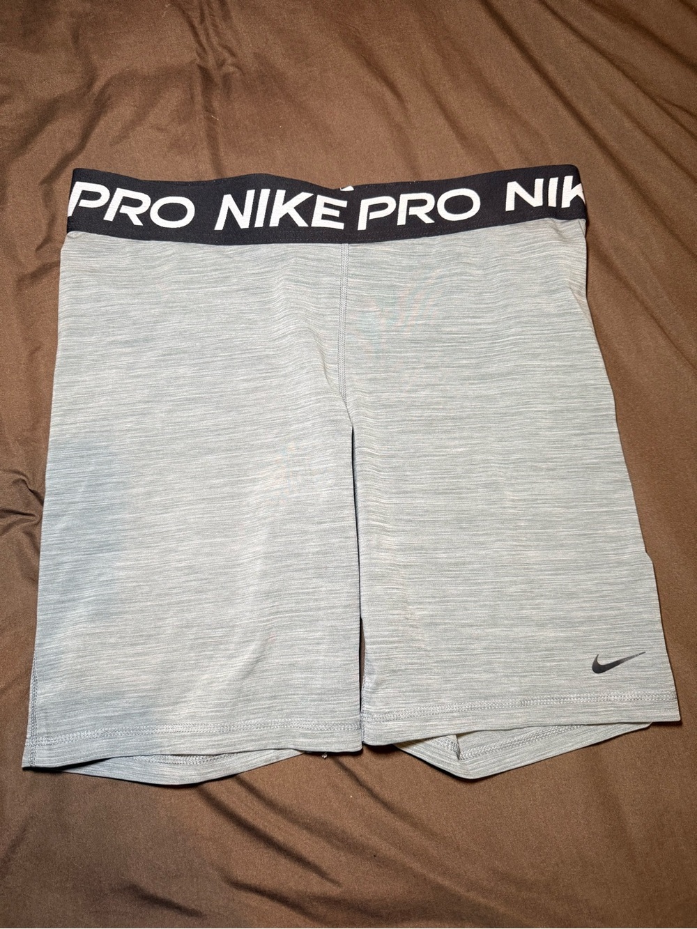 Nike Pro Men's Light Gray Athletic Shorts with Black Waistband